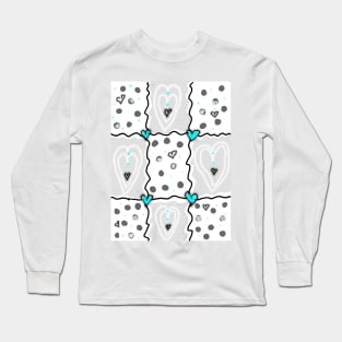 Heart Checkered pattern blue Long Sleeve T-Shirt